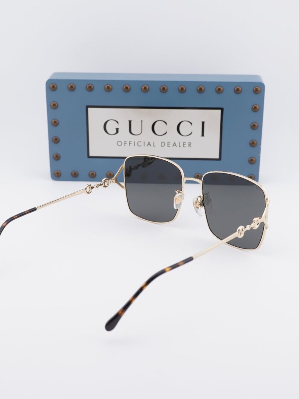 Gucci GG1018SK 001 Square Sunglasses - Gold / Grey - Picture 12 of 13